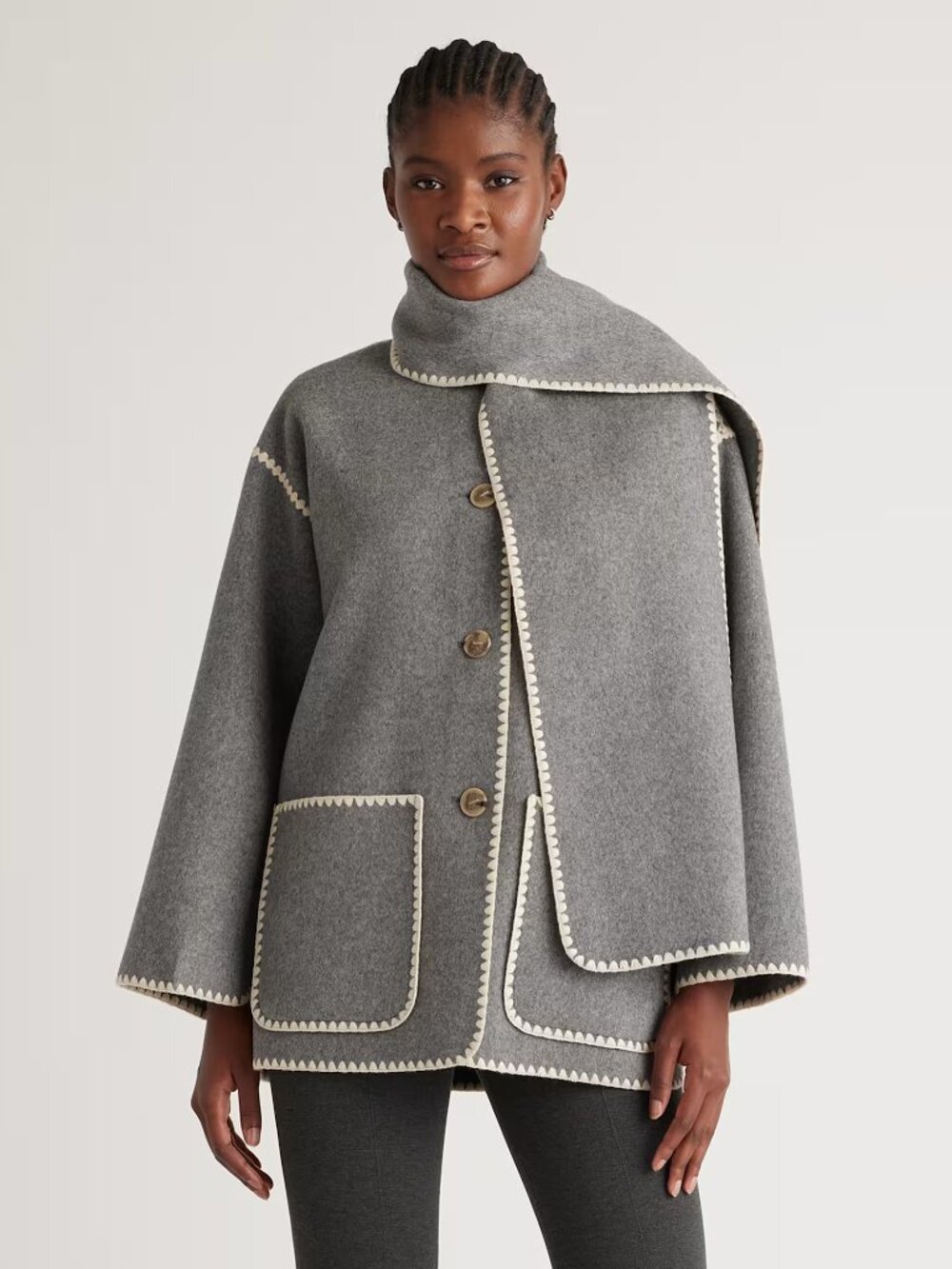 Quince Double-Faced Merino Wool Scarf Coat